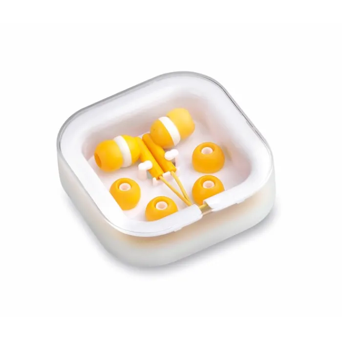 Gift Campaign Auricolari in vari colori con connessione jack in custodia quadrata> Auricolari Personalizzati