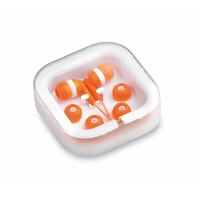 Gift Campaign Auricolari in vari colori con connessione jack in custodia quadrata> Auricolari Personalizzati