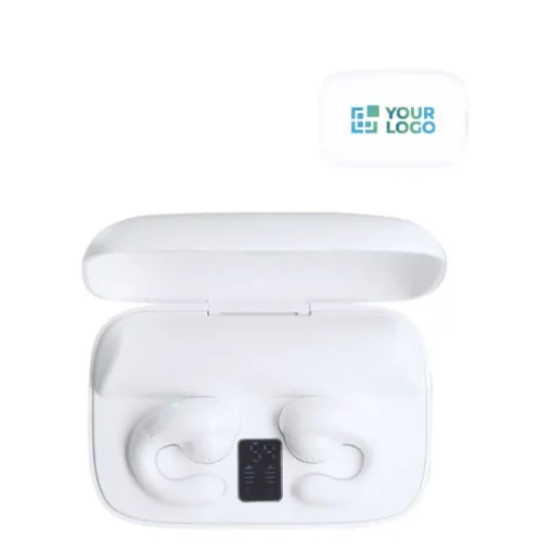 Gift Campaign Auricolari Open Ear con custodia che funge da powerbank da 1.200mAh> Power Bank Personalizzati|Auricolari Personalizzati