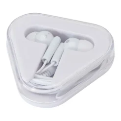 Gift Campaign Auricolari semplici con connettore audio e custodia triangolare> Auricolari Personalizzati