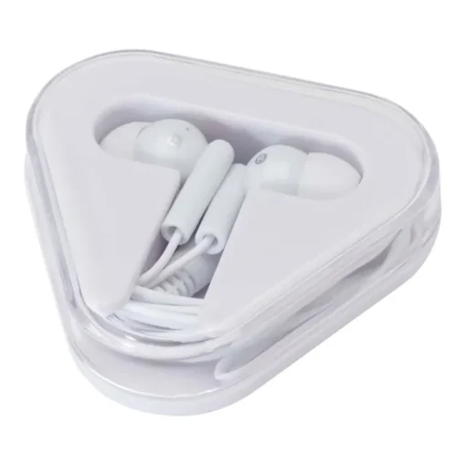 Gift Campaign Auricolari semplici con connettore audio e custodia triangolare> Auricolari Personalizzati