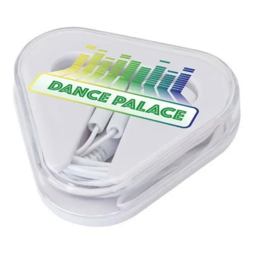 Gift Campaign Auricolari semplici con connettore audio e custodia triangolare> Auricolari Personalizzati