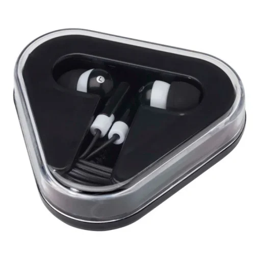 Gift Campaign Auricolari semplici con connettore audio e custodia triangolare> Auricolari Personalizzati