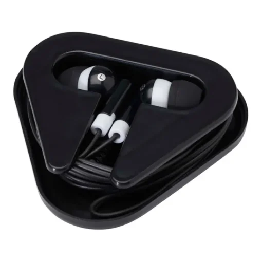 Gift Campaign Auricolari semplici con connettore audio e custodia triangolare> Auricolari Personalizzati