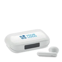 Gift Campaign Auricolari TWS in ABS riciclato in custodia con display LCD></noscript> Auricolari Personalizzati