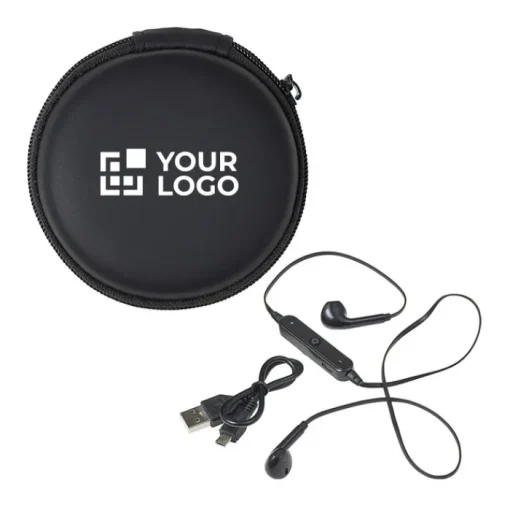 Gift Campaign Auricolari wireless da personalizzare con custodia rotonda Zipper Case> Auricolari Personalizzati