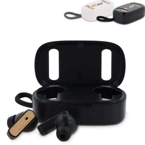 Gift Campaign Auricolari wireless in ABS con dettagli in bambù con custodia abbinata> Auricolari Personalizzati