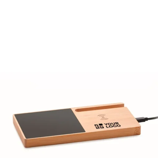 Gift Campaign Base di ricarica wireless multiuso in bambù da 15W> Caricabatterie