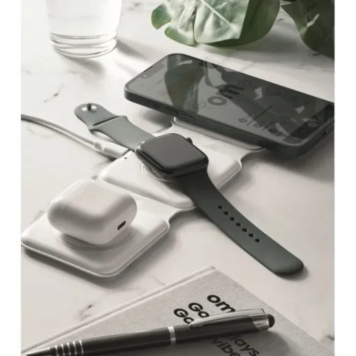 Gift Campaign Base di ricarica wireless pieghevole in ABS con 3 punti di ricarica 15W> Caricabatterie
