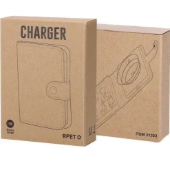 Gift Campaign Base di ricarica wireless con custodia in poliestere rPET con cavetto></noscript> Caricabatterie
