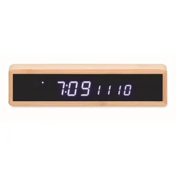 Gift Campaign Base di ricarica wireless in bambú con orologio e temperatura Time></noscript> Caricabatterie