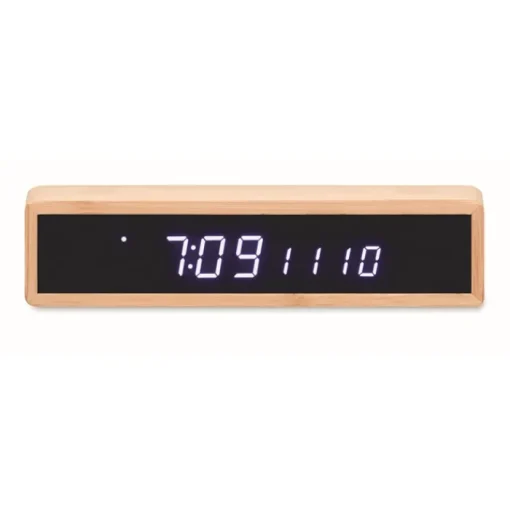 Gift Campaign Base di ricarica wireless in bambú con orologio e temperatura Time> Caricabatterie