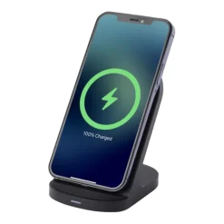 Gift Campaign Base di ricarica wireless in plastica riciclata a doppia bobina da 15W> Caricabatterie