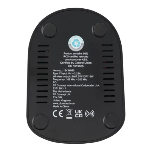Gift Campaign Base di ricarica wireless in plastica riciclata a doppia bobina da 15W> Caricabatterie