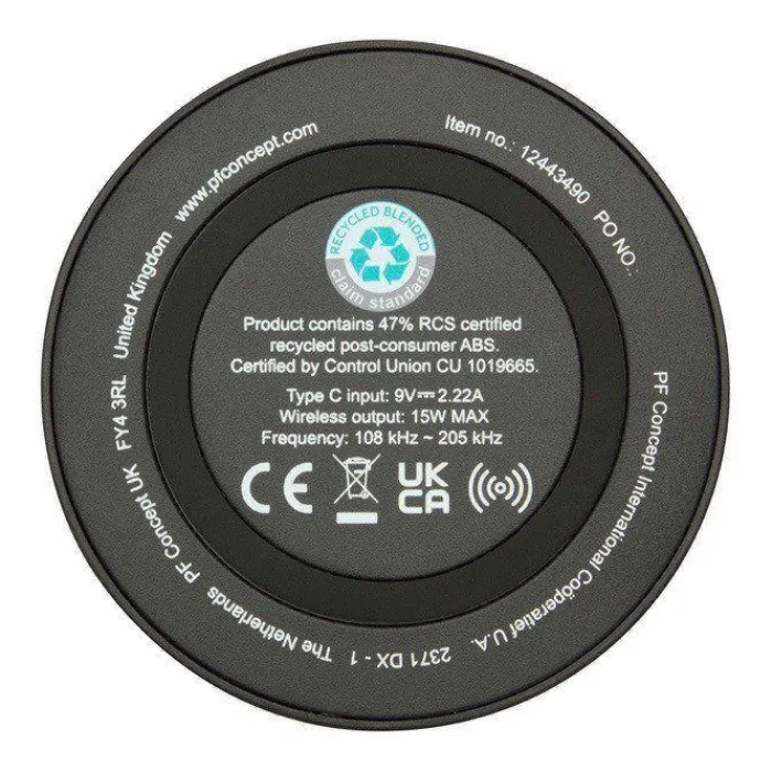 Gift Campaign Base di ricarica wireless con cavo 2 in 1 in plastica riciclata 15W> Caricabatterie