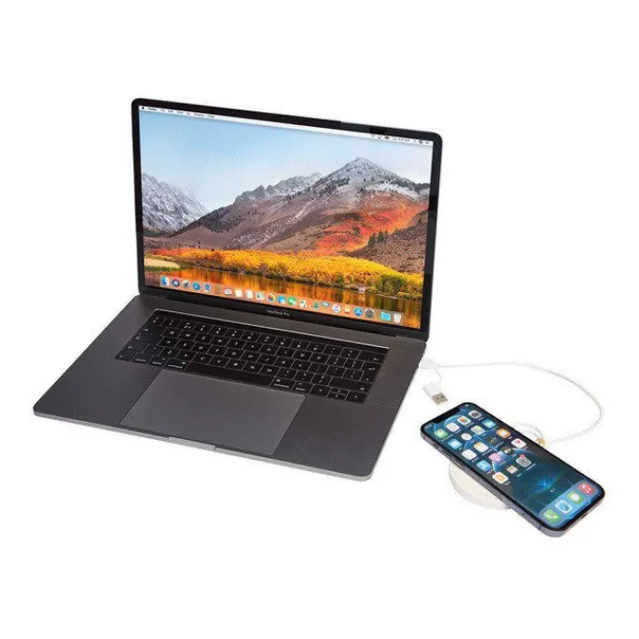 Gift Campaign Base di ricarica wireless con cavo 2 in 1 in plastica riciclata 15W> Caricabatterie