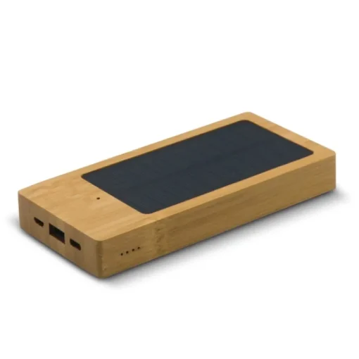 Gift Campaign Batteria esterna in bambù FSC con pannello solare e capacità 8.000 mAh> Power Bank Personalizzati