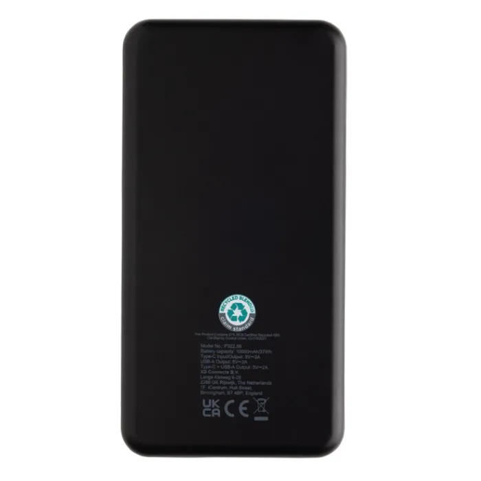 Gift Campaign Batteria esterna in plastica riciclata con indicatore da 10.000 mAh> Power Bank Personalizzati