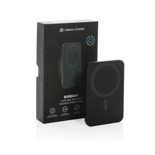 Gift Campaign Batteria esterna magnetica da 3.000mAh in alluminio e ABS riciclati> Caricabatterie|Power Bank Personalizzati