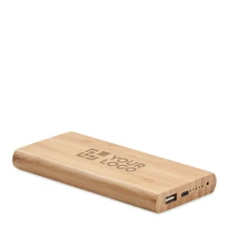 Gift Campaign Batteria esterna wireless in bambù da 6.000 mAh Powerbank Bamboo> Power Bank Personalizzati