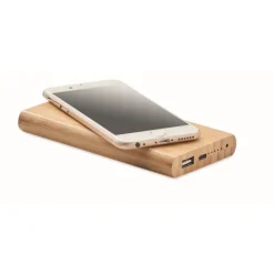 Gift Campaign Batteria esterna wireless in bambù da 6.000 mAh Powerbank Bamboo></noscript> Power Bank Personalizzati
