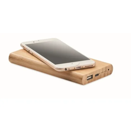 Gift Campaign Batteria esterna wireless in bambù da 6.000 mAh Powerbank Bamboo> Power Bank Personalizzati