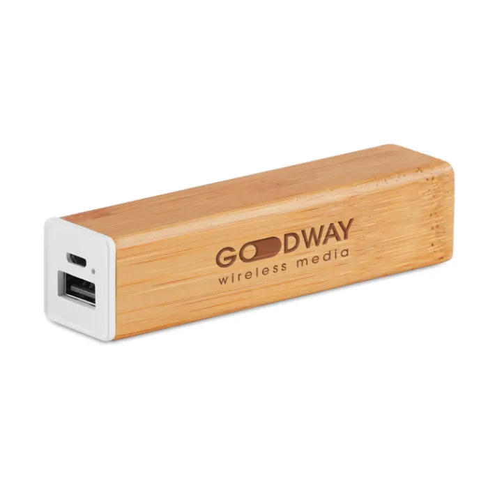 Gift Campaign Batteria portatile con scocca in bambù da 2.200 mAh Powerbank Bamboo> Power Bank Personalizzati