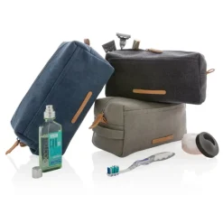 Gift Campaign Beauty case con logo in tessuto canvas con dettagli in PU Casual></noscript> Beauty Case Personalizzati