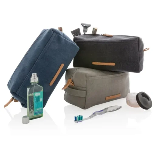 Gift Campaign Beauty case con logo in tessuto canvas con dettagli in PU Casual> Beauty Case Personalizzati