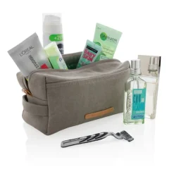 Gift Campaign Beauty case con logo in tessuto canvas con dettagli in PU Casual></noscript> Beauty Case Personalizzati