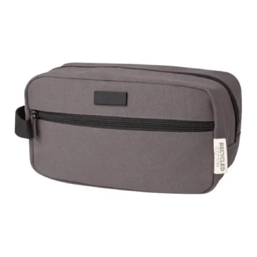 Gift Campaign Beauty case in tela riciclata 330 g/m2 con comodo cinturino e placca> Beauty Case Personalizzati
