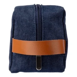 Gift Campaign Beauty case in tessuto denim con manico laterale in pelle sintetica> Beauty Case Personalizzati