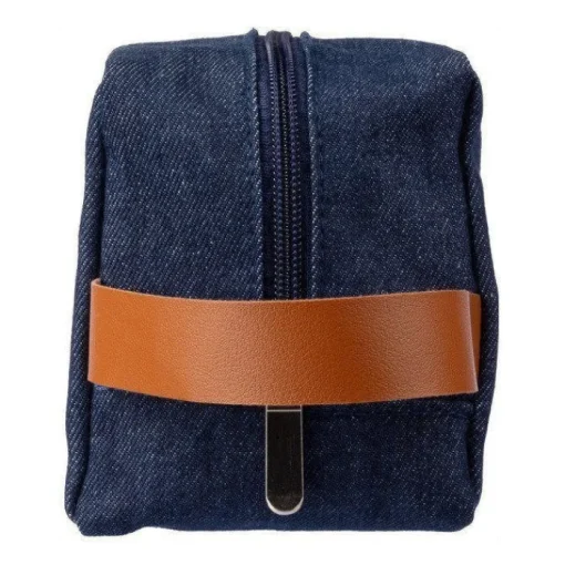 Gift Campaign Beauty case in tessuto denim con manico laterale in pelle sintetica> Beauty Case Personalizzati