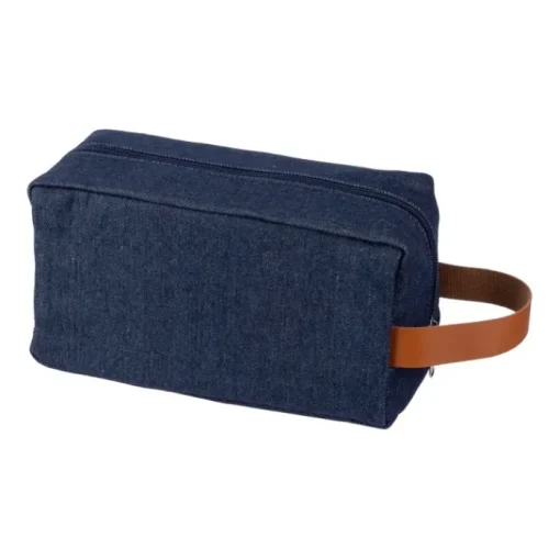 Gift Campaign Beauty case in tessuto denim con manico laterale in pelle sintetica> Beauty Case Personalizzati