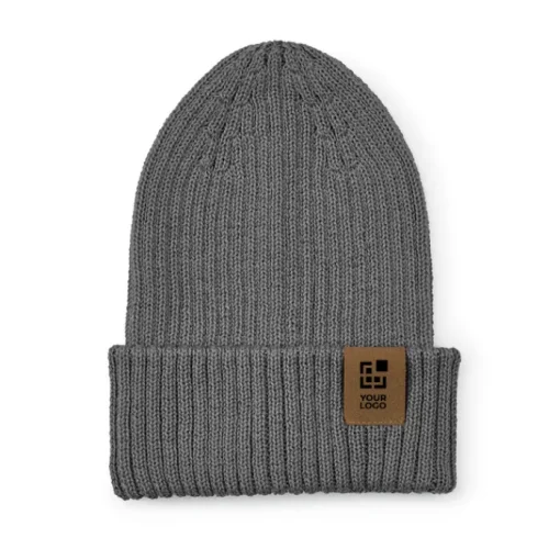 Gift Campaign Berretto in cotone riciclato con patch personalizzabile finitura a coste> Berretti Invernali