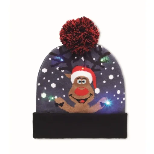 Gift Campaign Berretto natalizio con pompon e lucine a LED in acrilico elasticizzato> Gadget Natalizi