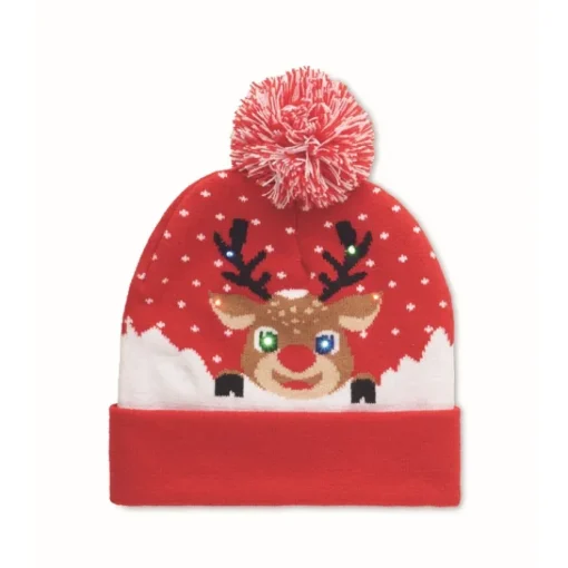 Gift Campaign Berretto natalizio con pompon e lucine a LED in acrilico elasticizzato> Gadget Natalizi