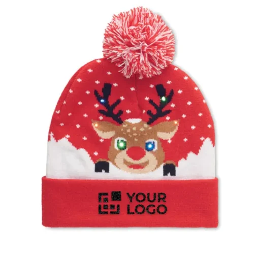 Gift Campaign Berretto natalizio con pompon e lucine a LED in acrilico elasticizzato> Gadget Natalizi