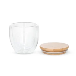 Gift Campaign Bicchiere borosilicato doppia parete tappo bambù 250ml Vacuum Small> Tazzine Da Caffè E Tazze Tè