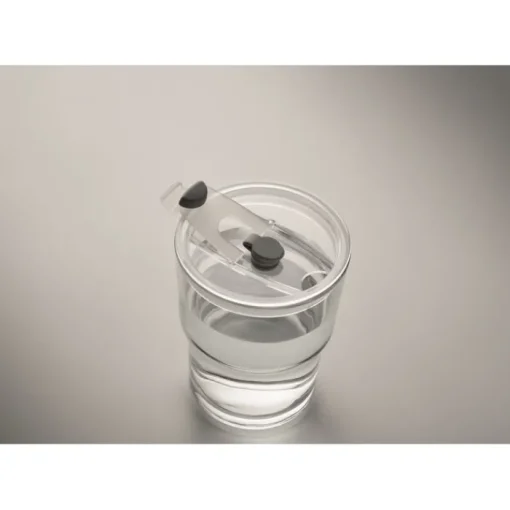 Gift Campaign Bicchiere con tappo anti goccia e cannuccia in vetro da 300ml> Bicchieri Di Vetro Personalizzati