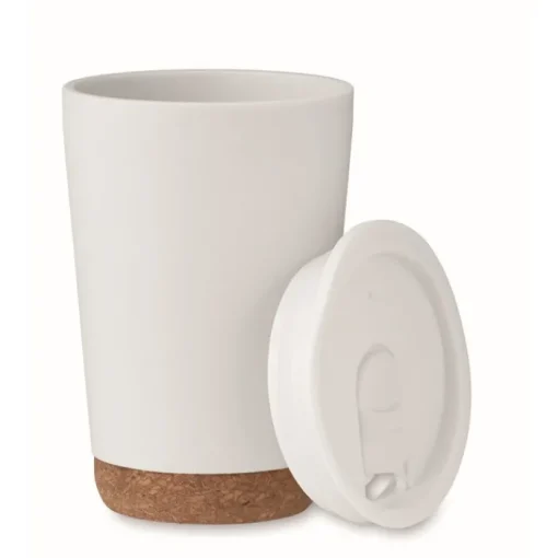 Gift Campaign Bicchiere da asporto a doppia parete in PP con base in sughero 300ml> Bicchieri Take Away