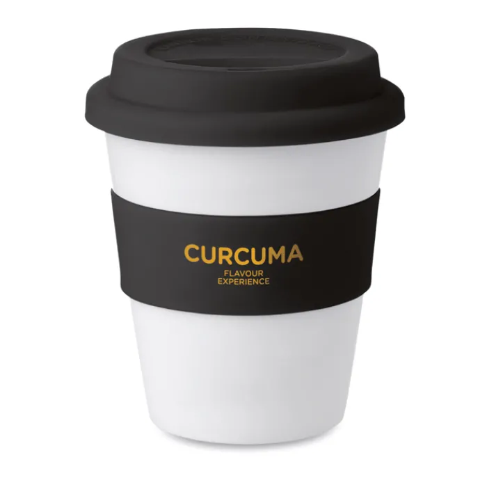 Gift Campaign Bicchiere da asporto con tappo e fascia abbinati 350ml Takeaway> Bicchieri Take Away