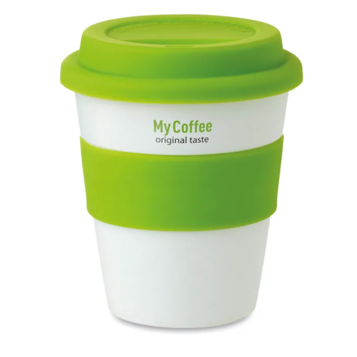 Gift Campaign Bicchiere da asporto con tappo e fascia abbinati 350ml Takeaway> Bicchieri Take Away