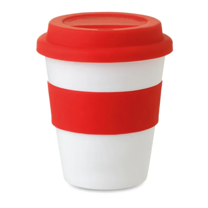 Gift Campaign Bicchiere da asporto con tappo e fascia abbinati 350ml Takeaway> Bicchieri Take Away