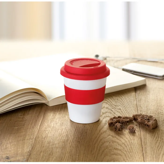 Gift Campaign Bicchiere da asporto con tappo e fascia abbinati 350ml Takeaway> Bicchieri Take Away