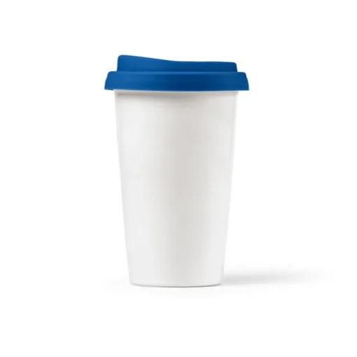 Gift Campaign Bicchiere da asporto in ceramica doppia parete con tappo colorato 290ml> Bicchieri Take Away