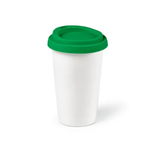 Gift Campaign Bicchiere da asporto in ceramica doppia parete con tappo colorato 290ml> Bicchieri Take Away
