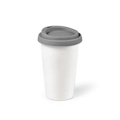 Gift Campaign Bicchiere da asporto in ceramica doppia parete con tappo colorato 290ml> Bicchieri Take Away