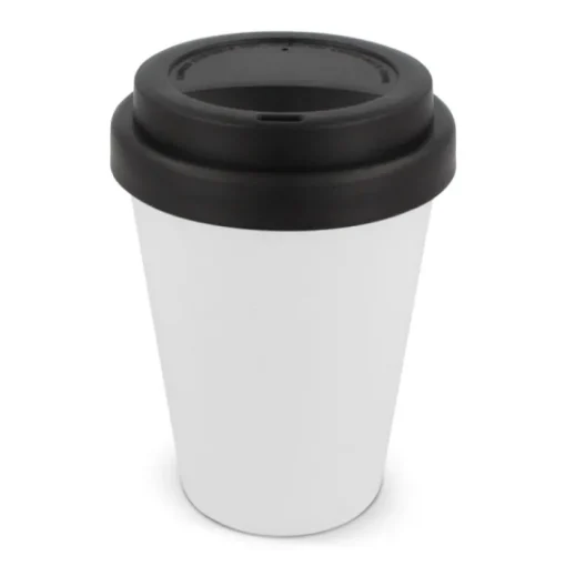 Gift Campaign Bicchiere da asporto in plastica riciclata con tappo colorato 250ml> Bicchieri Take Away