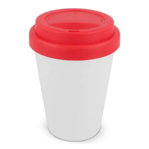 Gift Campaign Bicchiere da asporto in plastica riciclata con tappo colorato 250ml> Bicchieri Take Away